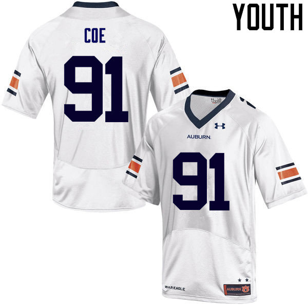 Youth Auburn Tigers #91 Nick Coe College Football Jerseys Sale-White - Click Image to Close